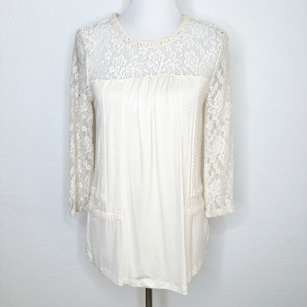 Cable & Gauge Cream Long Sleeve Tee Top Cream M NWT Fairy Festival Coquette